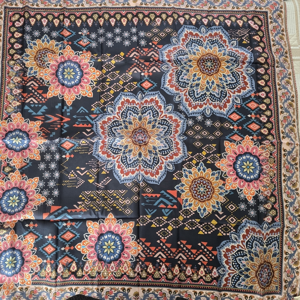 Johnny Was Padma Silk Square Scarf Multicolor - Picture 3 of 6